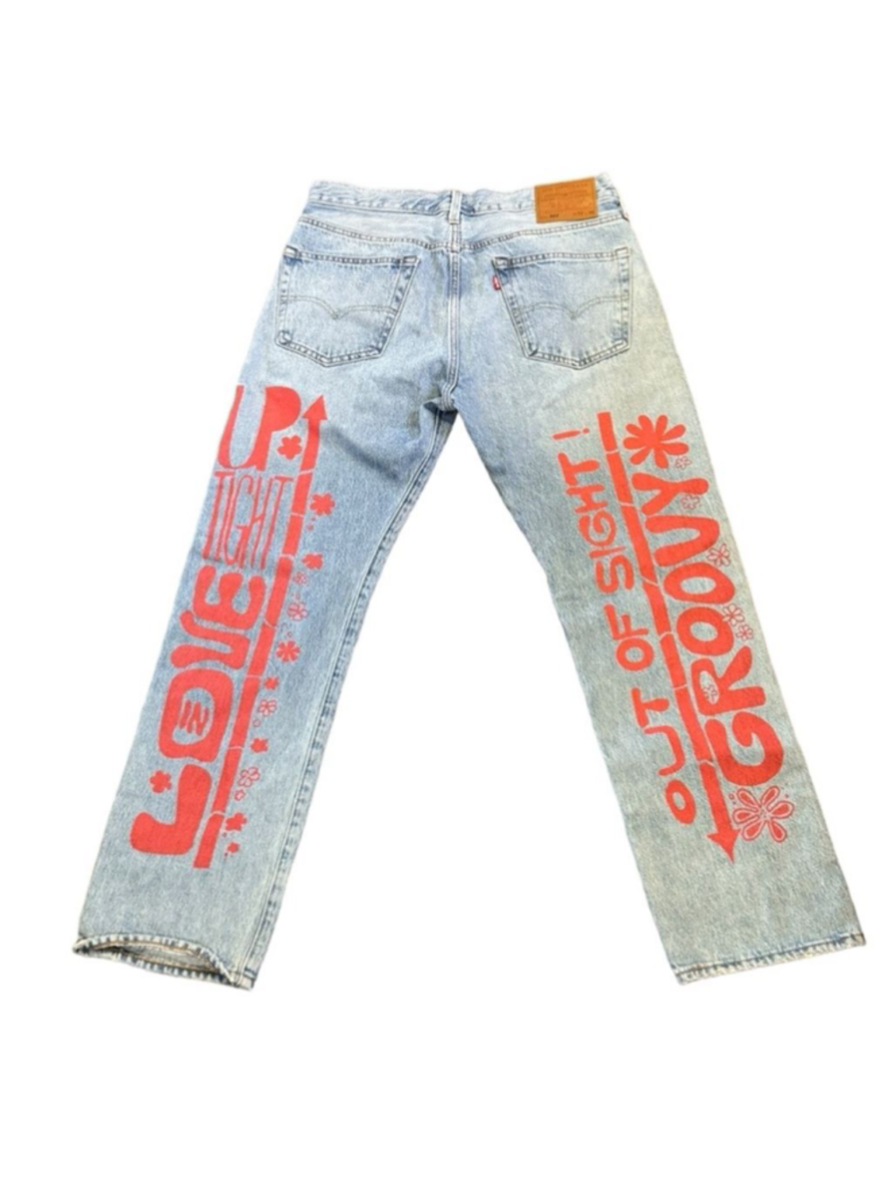 LEVI’S Men’s Premium 501 Original SUMMER LOVE JEANS Festival Groovy Sz 33x30 - Picture 7 of 11